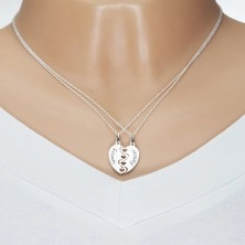 Dva náhrdelníky - přelomené srdce Friends Forever, stříbro 925