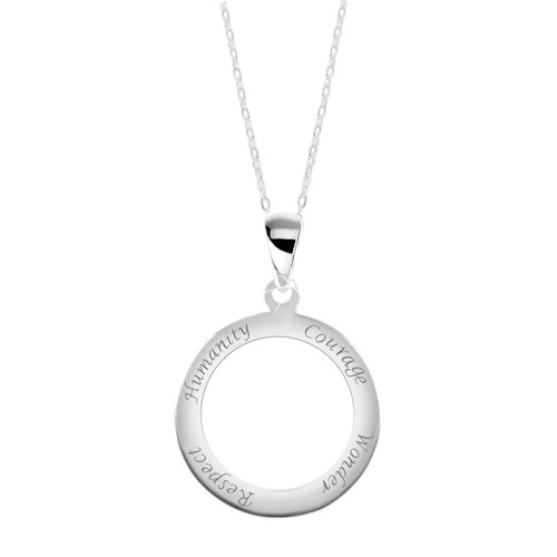 Stříbrný 925 náhrdelník, řetízek a přívěsek - kroužek s vyrytými nápisy
