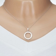 Stříbrný 925 náhrdelník, řetízek a přívěsek - kroužek s vyrytými nápisy