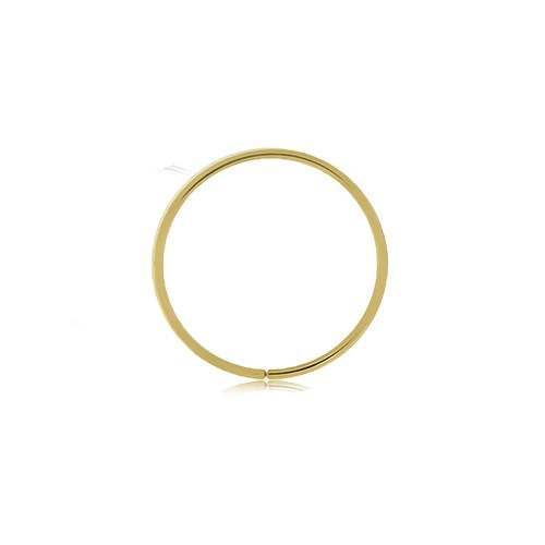 Zlatý 375 piercing - tenký lesklý kroužek, hladký povrch, žluté zlato - Tloušťka x průměr: 0,6 mm x 6 mm