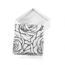 Krabička na náušnice nebo dva prsteny, černý vzor s růžemi na bílém podkladu