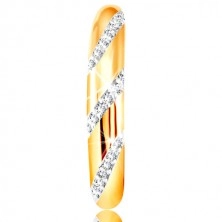 Prsten ze 14K zlata se zaobleným povrchem a šikmými liniemi zirkonů