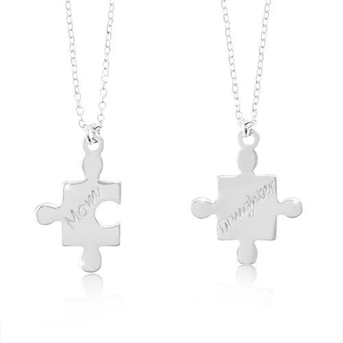 Stříbrné náhrdelníky 925 - dílky puzzle s nápisy Mom a Daughter