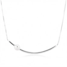 Nastavitelný náhrdelník - stříbro 925, úzký oblouk s kuličkou, hranatý řetízek