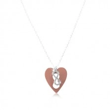 Náhrdelník ze stříbra 925 - srdce měděné barvy se symbolem INFINITY