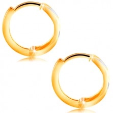 Kruhové náušnice ve 14K zlatě - kroužek s matným dvoubarevným vzorem V