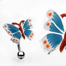 Piercing do pupíku barevný motýl