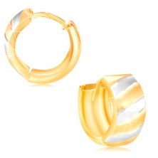 Kloubové náušnice ve 14K zlatě - kroužek s matnými dvoubarevnými pásy