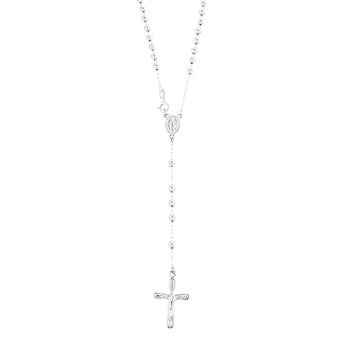 Růženec ze stříbra 925 - kuličky, medailon Panny Marie, kříž s Ježíšem
