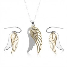 Stříbrná sada 925, andělské křídlo ve stříbrném a zlatém odstínu