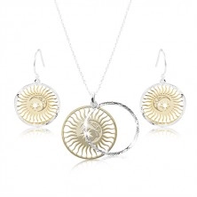 Set ze stříbra 925, zdvojený kruh - slunce, měsíc a hvězda