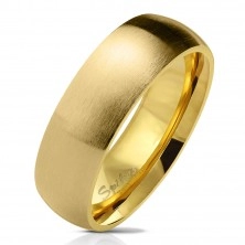 Prsten z chirurgické oceli zlaté barvy, matný zaoblený povrch, 6 mm