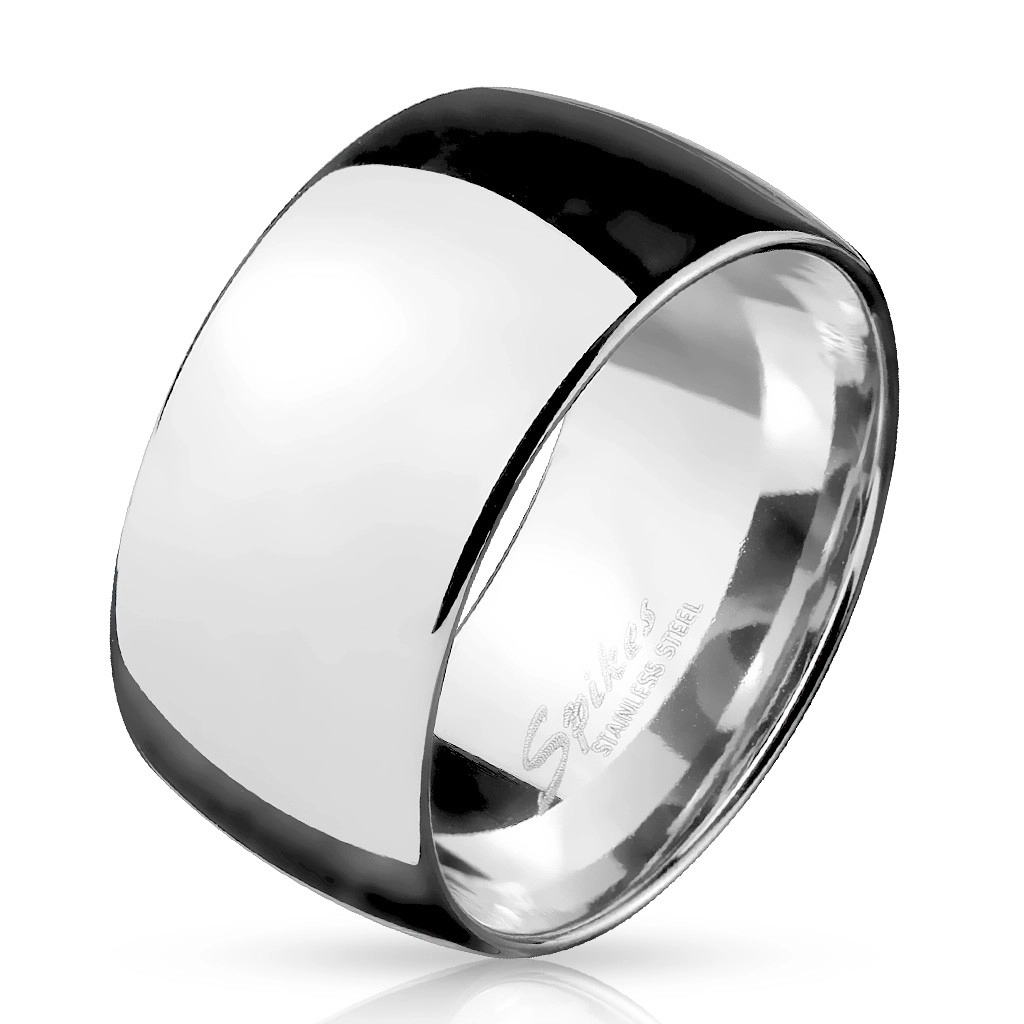 Širší prsten z chirurgické oceli, lesklý se zaobleným povrchem, 11 mm - Velikost: 73