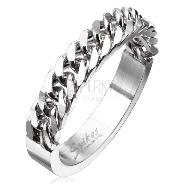 Prsten z oceli stříbrné barvy s řetízkovým motivem, 4 mm