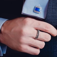 Prsten z oceli stříbrné barvy s řetízkovým motivem, 4 mm