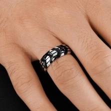 Prsten z chirurgické oceli se vzorem černých šipek, 8 mm
