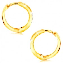Kruhové náušnice ve zlatě 585 - úzký matný kruh, lístečky z bílého zlata