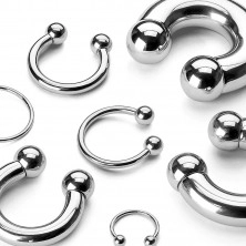 Ocelový piercing - podkova s lesklým povrchem ukončená kuličkami, tloušťka 3 mm