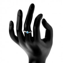 Prsten ze stříbra 925 - zvlněné linie, modrý zirkon, čiré zirkonové pásky