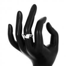 Prsten ze stříbra 925 - kulatý blýskavý zirkon, rozdvojená zvlněná ramena