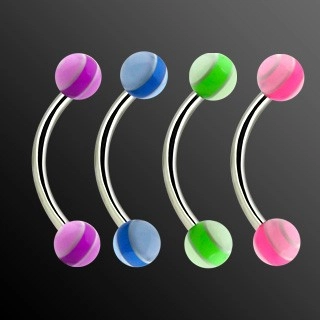 Piercing do obočí - pastelové pruhy - Barva piercing: Růžová