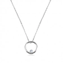 Diamantový náhrdelník z bílého zlata 375 - úzký lesklý kroužek a briliant