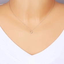 Diamantový náhrdelník z bílého zlata 375 - úzký lesklý kroužek a briliant