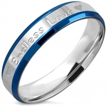 Prsten z oceli - nápis "Endless Love" a srdíčka, jemně seříznuté hrany, 5 mm