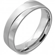 Prsten z chirurgické oceli - matný vlnitý pás, zrcadlově lesklé oblouky, 6 mm