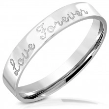 Lesklý ocelový prsten s gravírováním, nápis "Love Forever", 3,5 mm