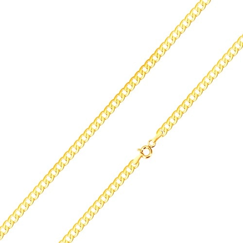 Lesklý řetízek ve žlutém 14K zlatě - plochá, sériově napojovaná očka, 500 mm