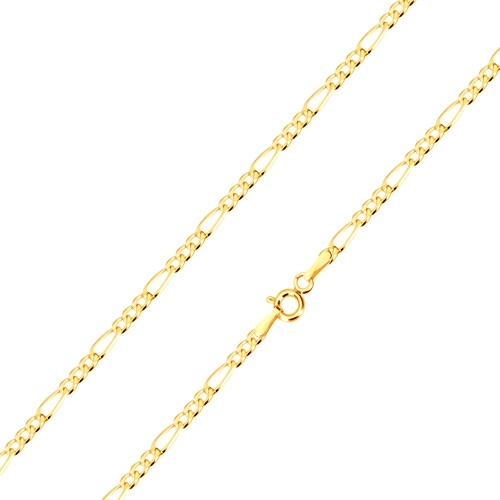 Levně Řetízek ve žlutém zlatě 585 - vzor Figaro, tři oválné a jedno podlouhlé očko, 450 mm