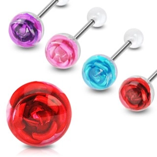 Piercing do jazyka růže - Barva piercing: Fialová