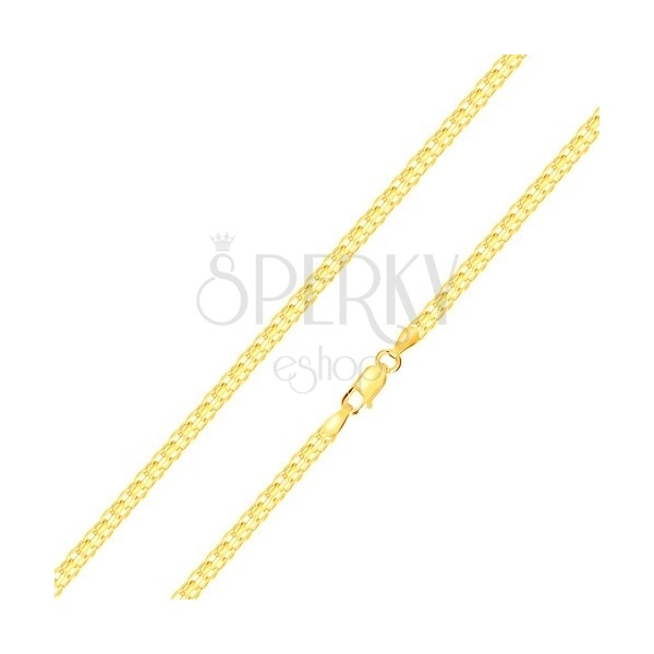 Řetízek ve žlutém 14K zlatě - střídavě napojovaná složená očka, 500 mm