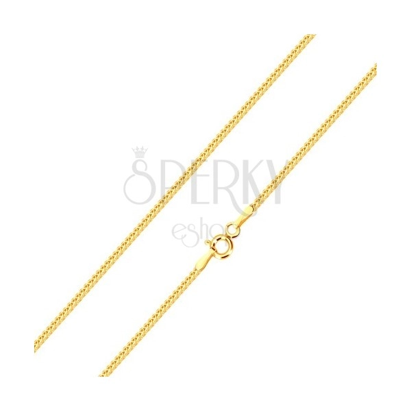 Jemný řetízek ze žlutého 14K zlata, linie šikmo napojovaných oček, 500 mm