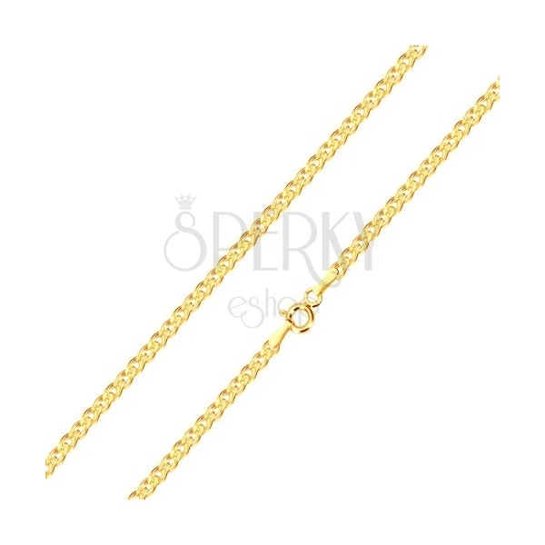 Řetízek ze žlutého zlata 375 - elipsovité a oválné očko v sobě, 450 mm