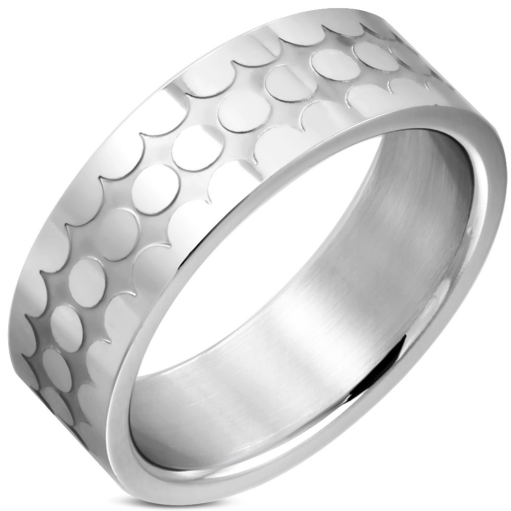 Prsten z chirurgické oceli - lesklé kroužky, matný zářez, 8 mm - Velikost: 59