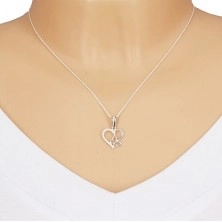 Stříbrný náhrdelník 925 - jemný řetízek, kontura srdce a motýlka, zirkony