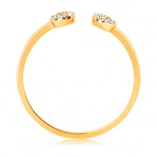 Zlatý prsten 375 s úzkými oddělenými rameny, malé zirkonové kroužky