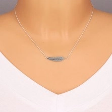 Stříbrný náhrdelník 925 - spirálovitý řetízek a patinované pírko