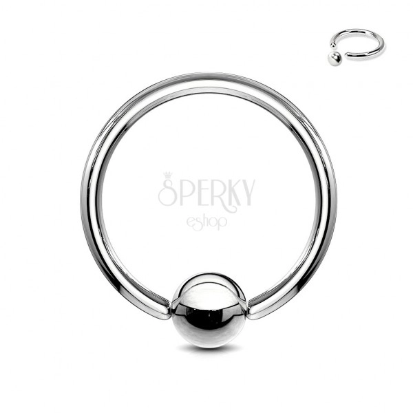 Ocelový piercing - kroužek a kulička stříbrné barvy, tloušťka 1,2 mm