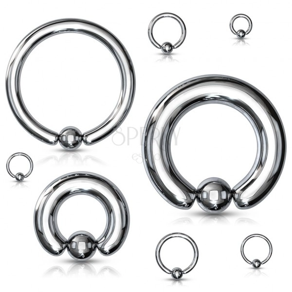 Ocelový piercing - kroužek a kulička stříbrné barvy, tloušťka 0,8 mm