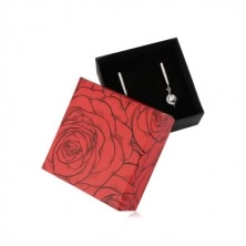 Černo-červená krabička na dva prsteny nebo náušnice - kvetoucí růže