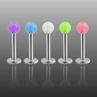 Labret - průsvitná barevná kulička - Barva piercing: Růžová