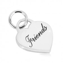 Stříbrný 925 přívěsek - srdcovitý zámek s nápisem "Friends", zrcadlově lesklý povrch