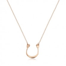 Stříbrný 925 náhrdelník v růžovozlatém odstínu - lesklý oblouček a dvě ruce