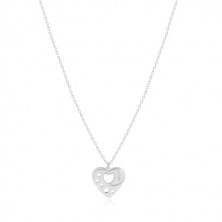 Stříbrný 925 náhrdelník - pravidelné srdce se srdíčkovými výřezy, nápis "MUM"