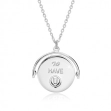 Stříbrný náhrdelník 925, otáčecí přívěsek s nápisem "I am LUCKY & BLESSED to HAVE U"