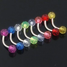 Piercing do obočí - barevné flitrované kuličky