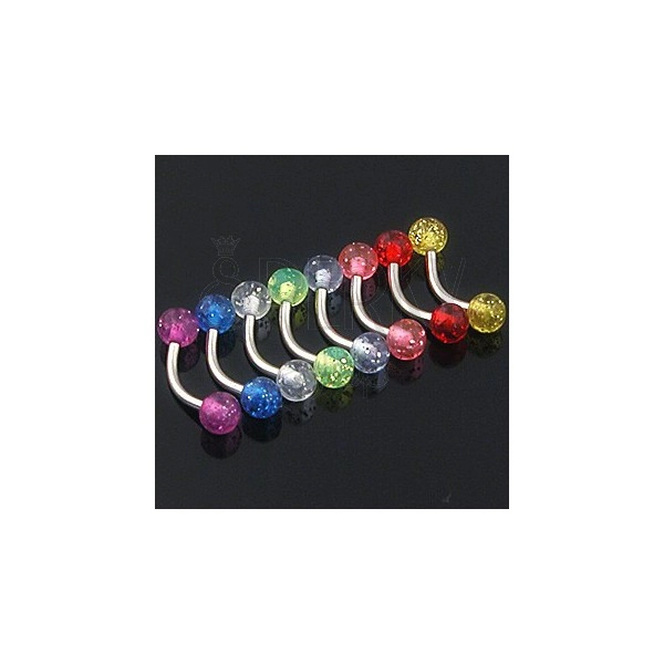 Piercing do obočí - barevné flitrované kuličky